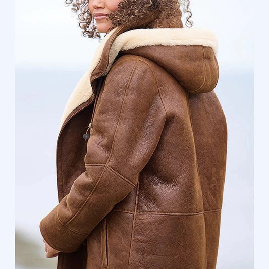 Quilted Puffer Winter Coat with Attached Hood and Button Snap Closures