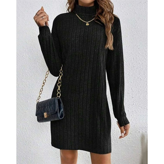 Imogen | Ribbed High-Neck Sweater Dress