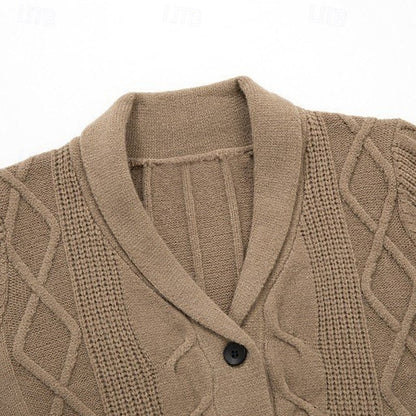Alaric | Cable-Knit Shawl Collar Cardigan