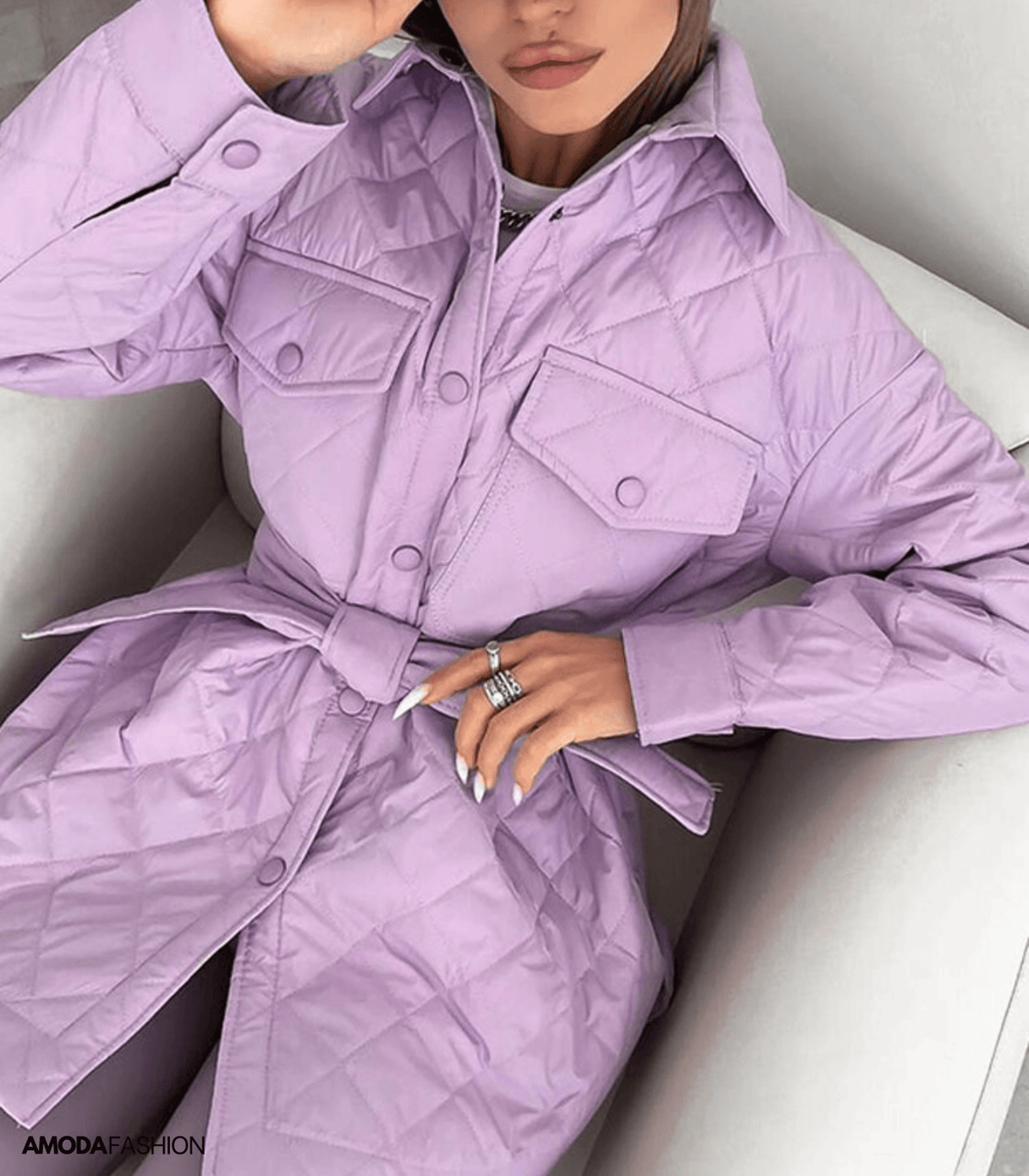 Women’s Oversized Quilted Belted Jacket – Relaxed Padded Layer for Winter