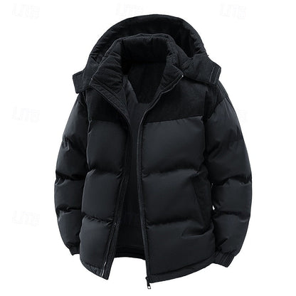 Hooded Puffer Jacket with Insulated Padding and Two Tone Design